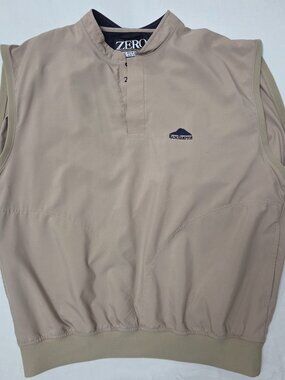 Zero Restriction Wade Hampton Golf Vest Mens Large Tan Windshirt Snap Neck